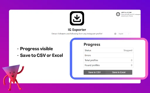 IG Follower Export Tool – I-export ang Instagram Followers sa Excel - Screenshot 3