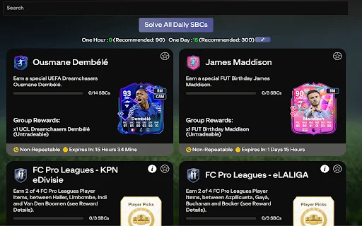 I-download ang FC26 Enhancer – Pinakamahusay na SBC Solver & Tool - Screenshot 1