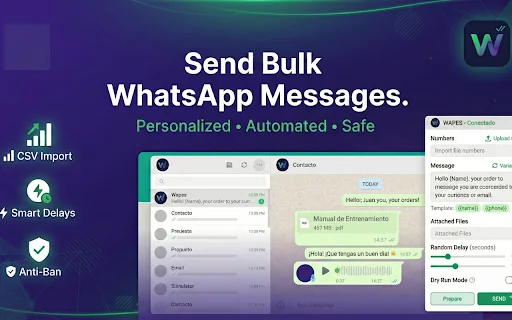 Wapes: Pinakamahusay na CRM at Bulk Messaging para sa WhatsApp Web - Screenshot 1