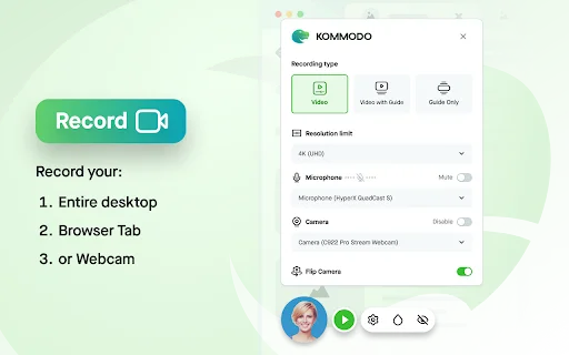 Kommodo Screen Recorder: Pinakamahusay na AI SOP Tool Libre - Screenshot 1
