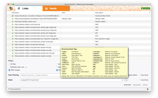 DownThemAll! Para sa Chrome – Mabilis na Bulk Downloader - Screenshot 2