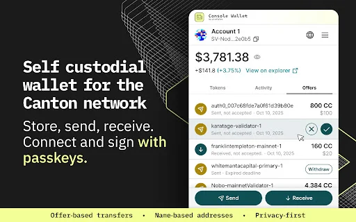 Console Wallet: Ligtas at Mabilis na Crypto Wallet para sa Canton - Screenshot 1